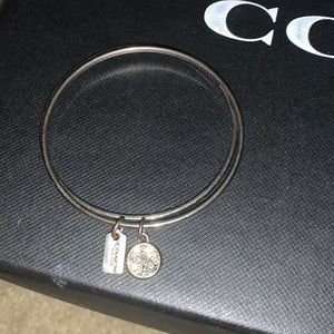 Coach Silver Double Bangle Crystal Circle Bracelet